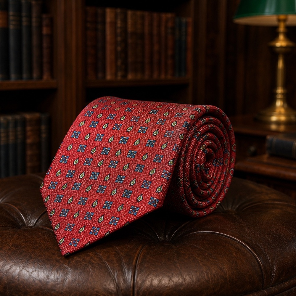 Soft Raspberry Kiton tie in Textured Silk - Picture 3 of 7
